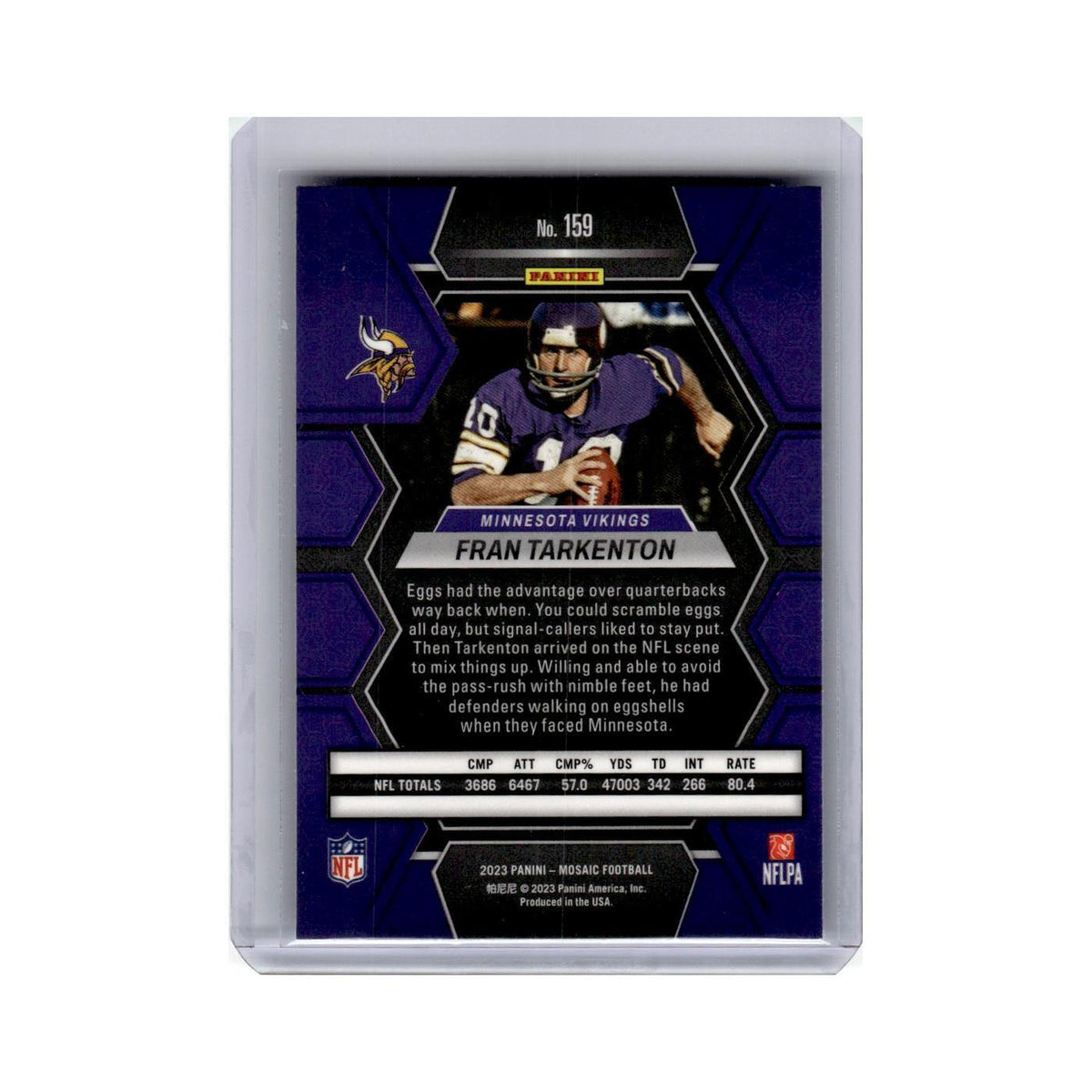 Fran Tarkenton 2023 Panini Mosaic #159 Minnesota Vikings Football Card NM