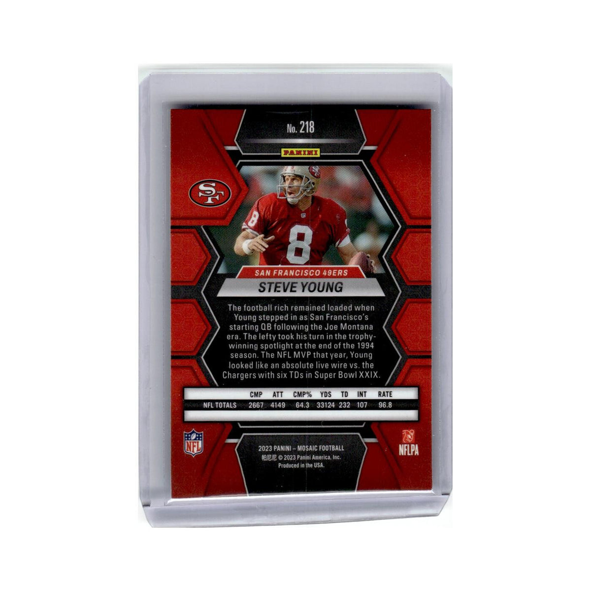 Steve Young 2023 Panini Mosaic #218 San Francisco 49ers Football Card NM