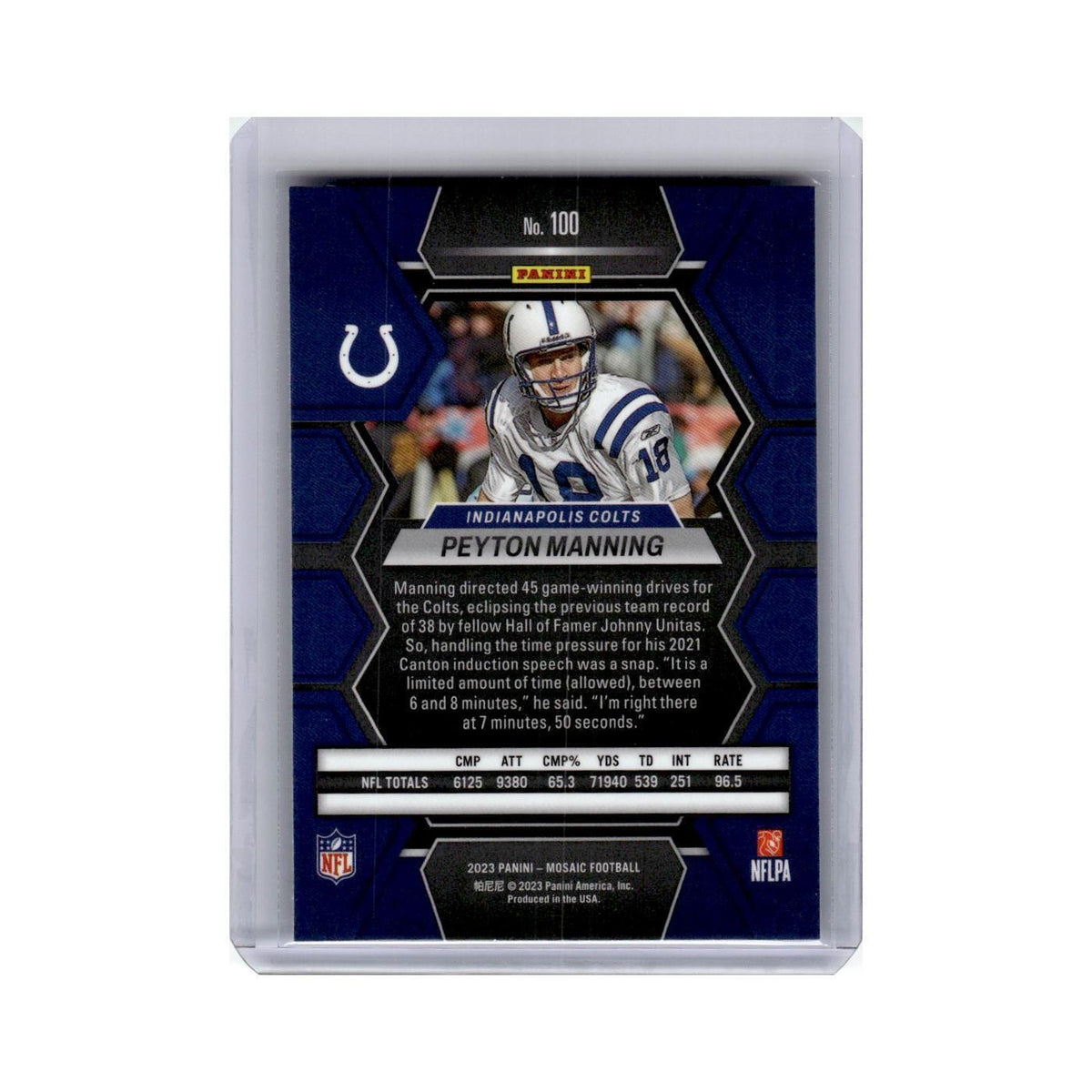 Peyton Manning 2023 Panini Mosaic #100 Indianapolis Colts Football Card NM