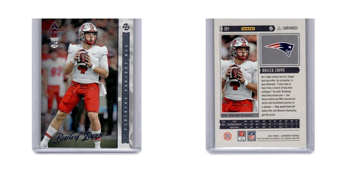 Bailey Zappe Rookie 2022 Panini Luminance #104 New England Patriots NM