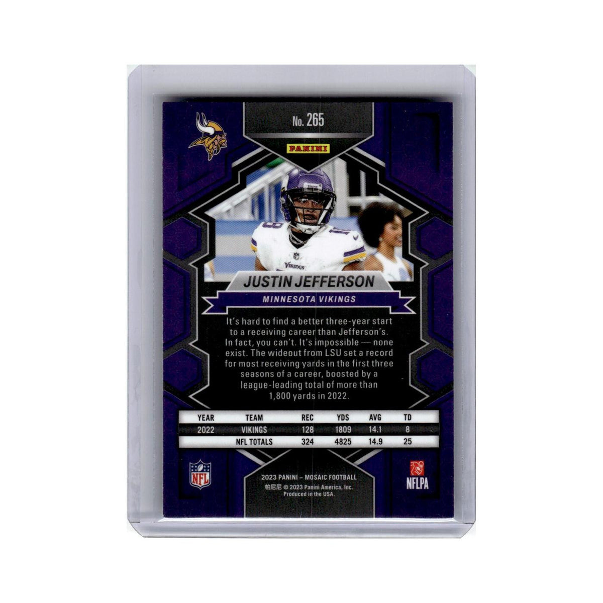 Justin Jefferson 2023 Panini Mosaic National Pride #265 Minnesota Vikings NM