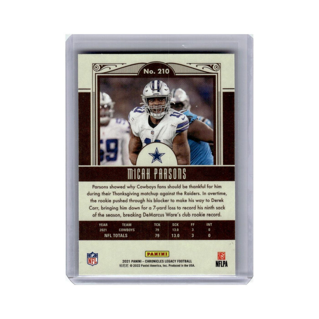 Micah Parsons Rookie 2021 Panini Chronicles Legacy Rookies #210 Cowboys NM