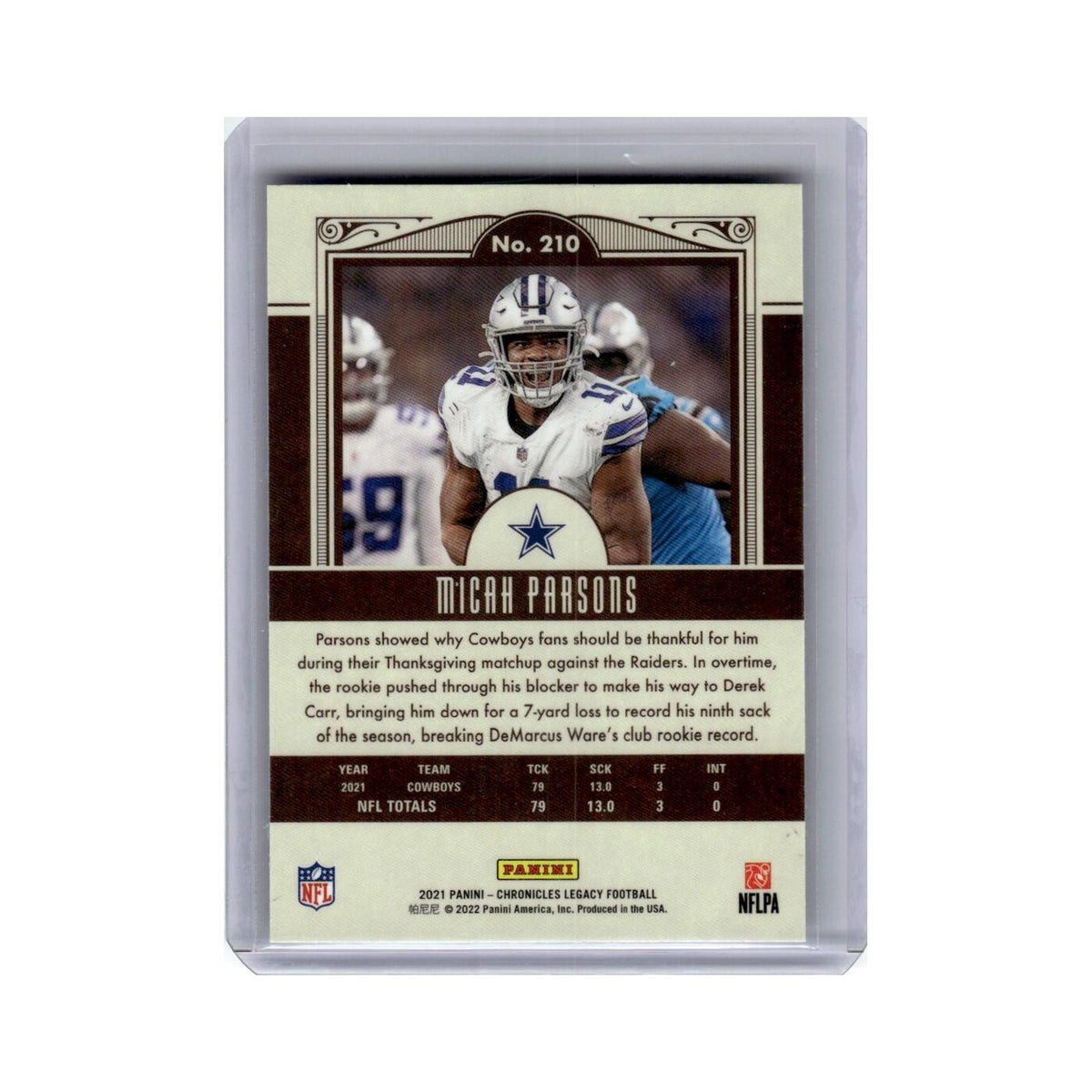 Micah Parsons Rookie 2021 Panini Chronicles Legacy Rookies #210 Cowboys NM