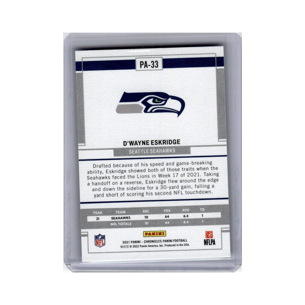 D'Wayne Eskridge Rookie 2021 Panini Chronicles #PA-33 Seattle Seahawks NM