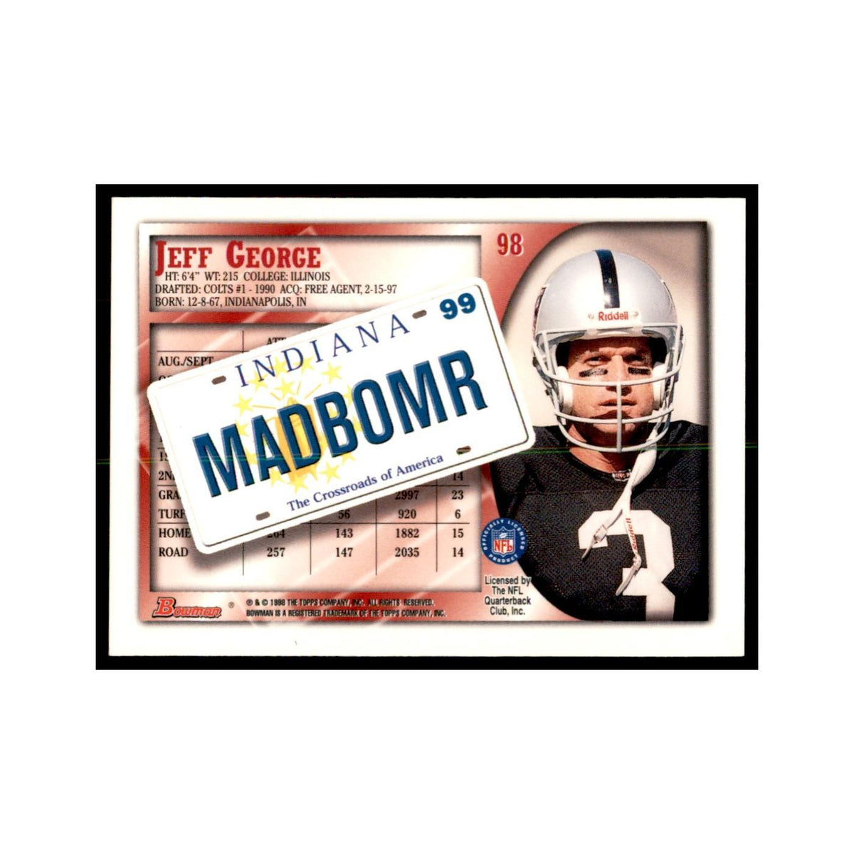 1998 Bowman Foil Jeff George Football Cards #98