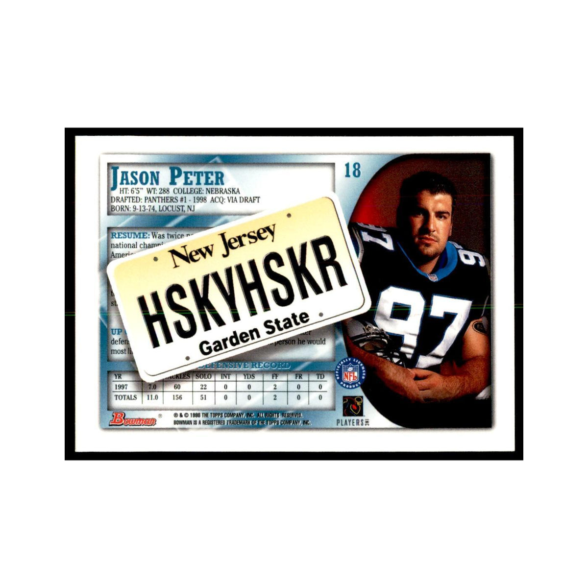 1998 Bowman Foil Jason Peter Football Cards #18