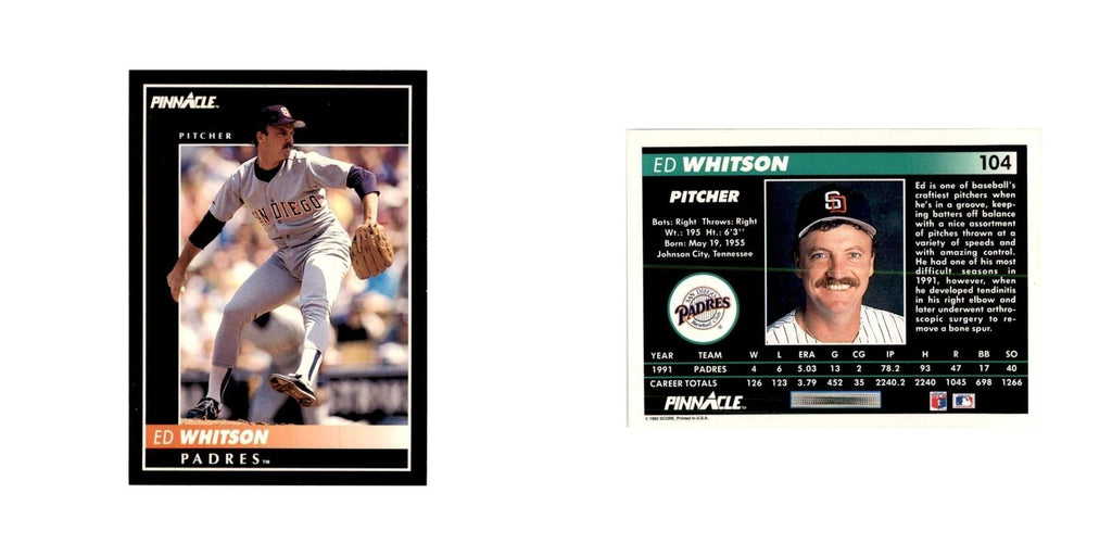 1992 Pinnacle Ed Whitson Baseball Cards #104