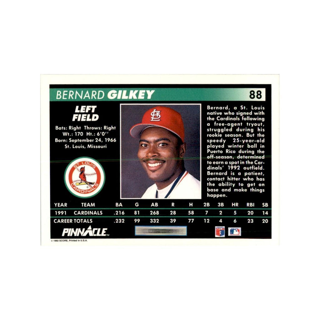 1992 Pinnacle Bernard Gilkey Baseball Cards #88