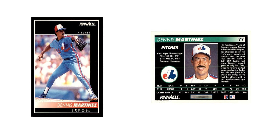 1992 Pinnacle Dennis Martinez Baseball Cards #77