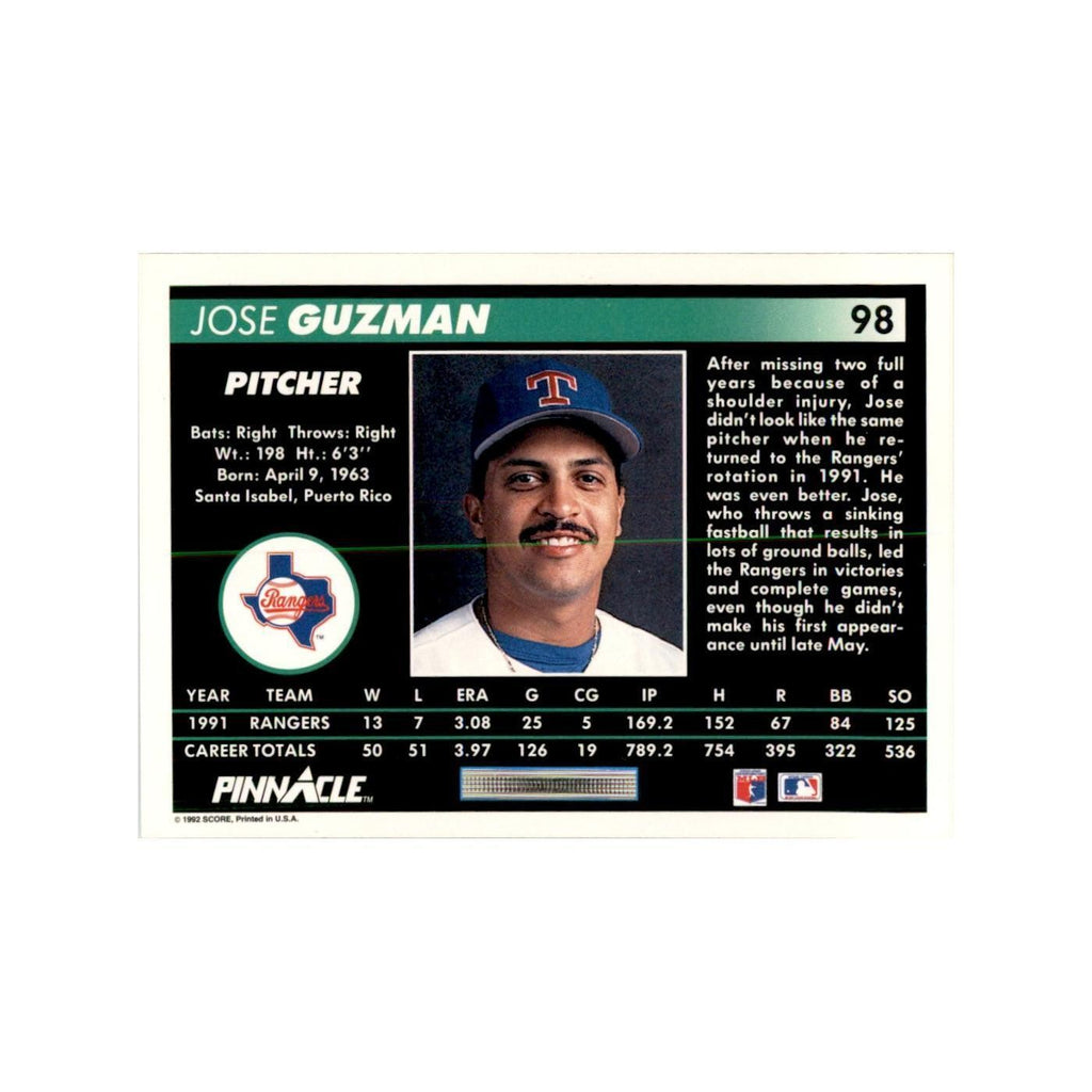 1992 Pinnacle Jose Guzman Baseball Cards #98