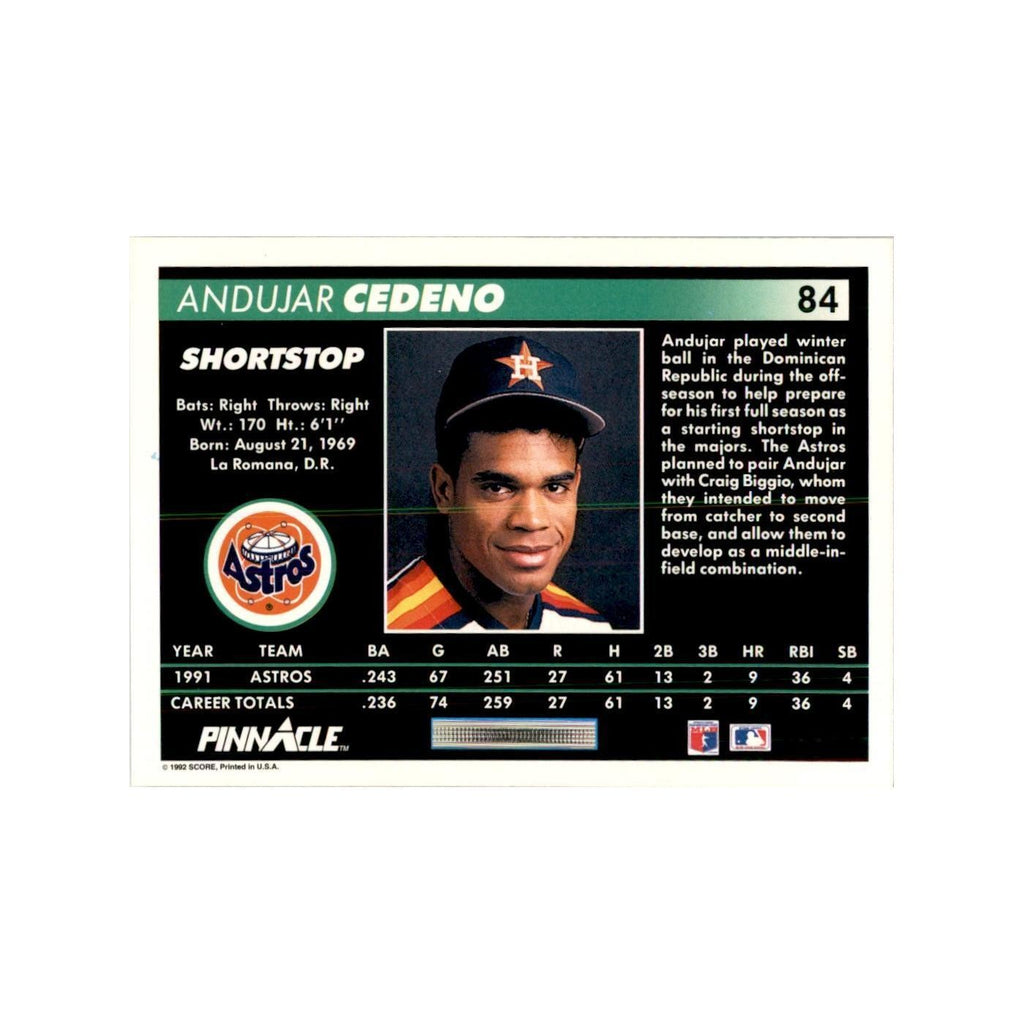 1992 Pinnacle Andujar Cedeno Baseball Cards #84
