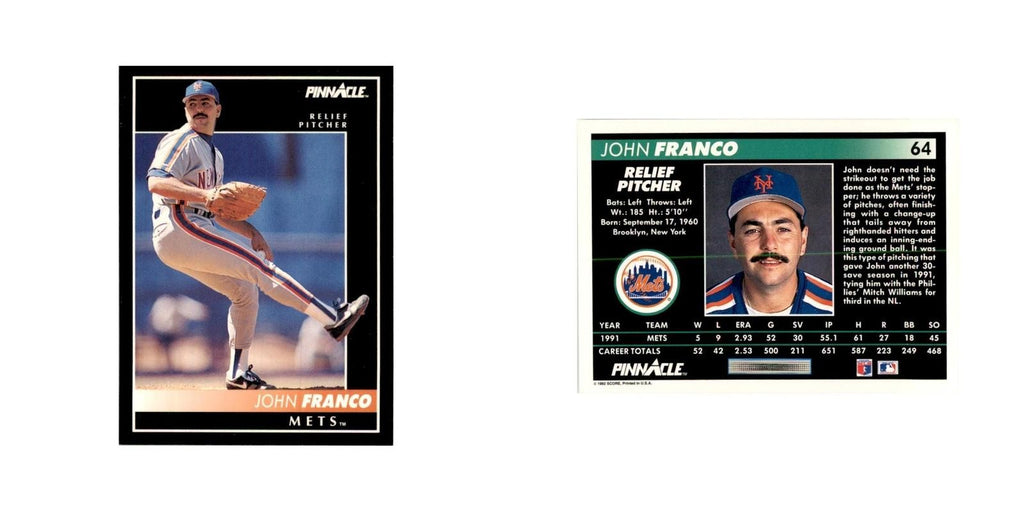 1992 Pinnacle John Franco Baseball Cards #64