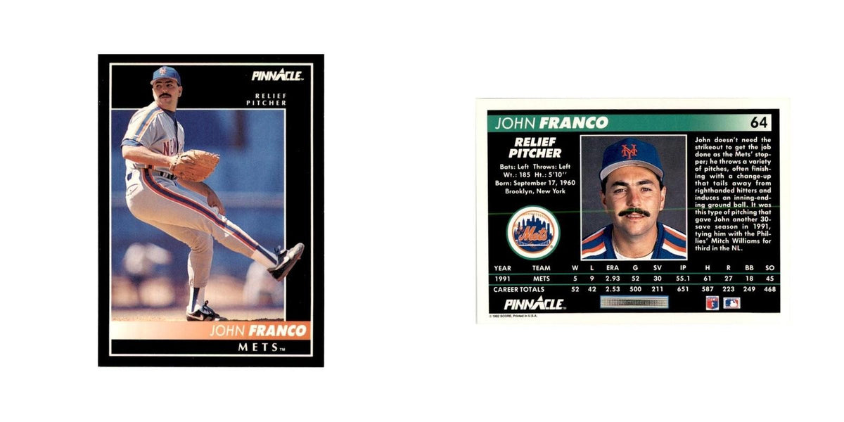 1992 Pinnacle John Franco Baseball Cards #64