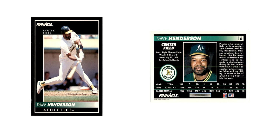1992 Pinnacle Dave Henderson Baseball Cards #16
