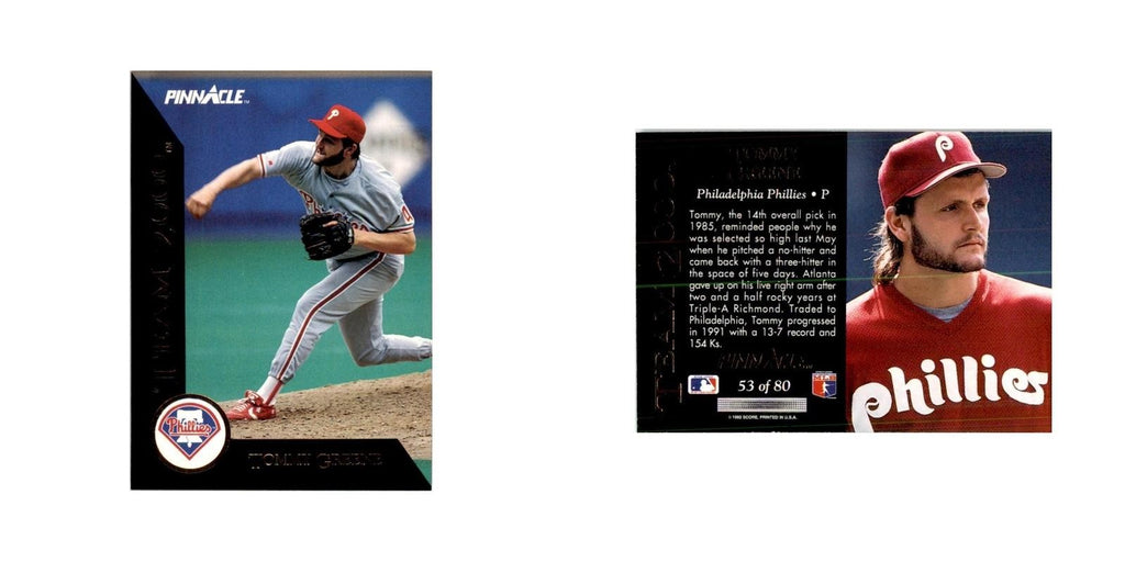 1992 Pinnacle Tommy Greene Baseball Cards #53