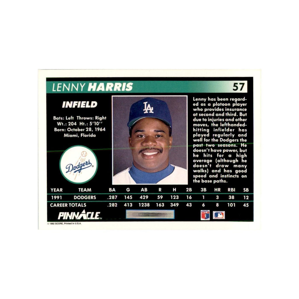 1992 Pinnacle Lenny Harris Baseball Cards #57