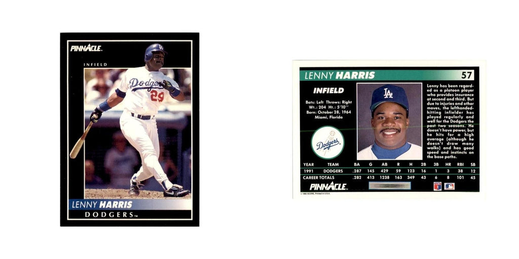 1992 Pinnacle Lenny Harris Baseball Cards #57