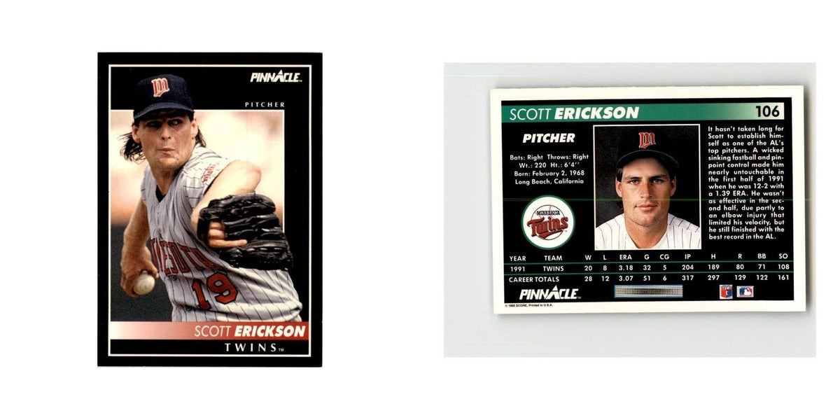 1992 Pinnacle Scott Erickson Baseball Cards #106