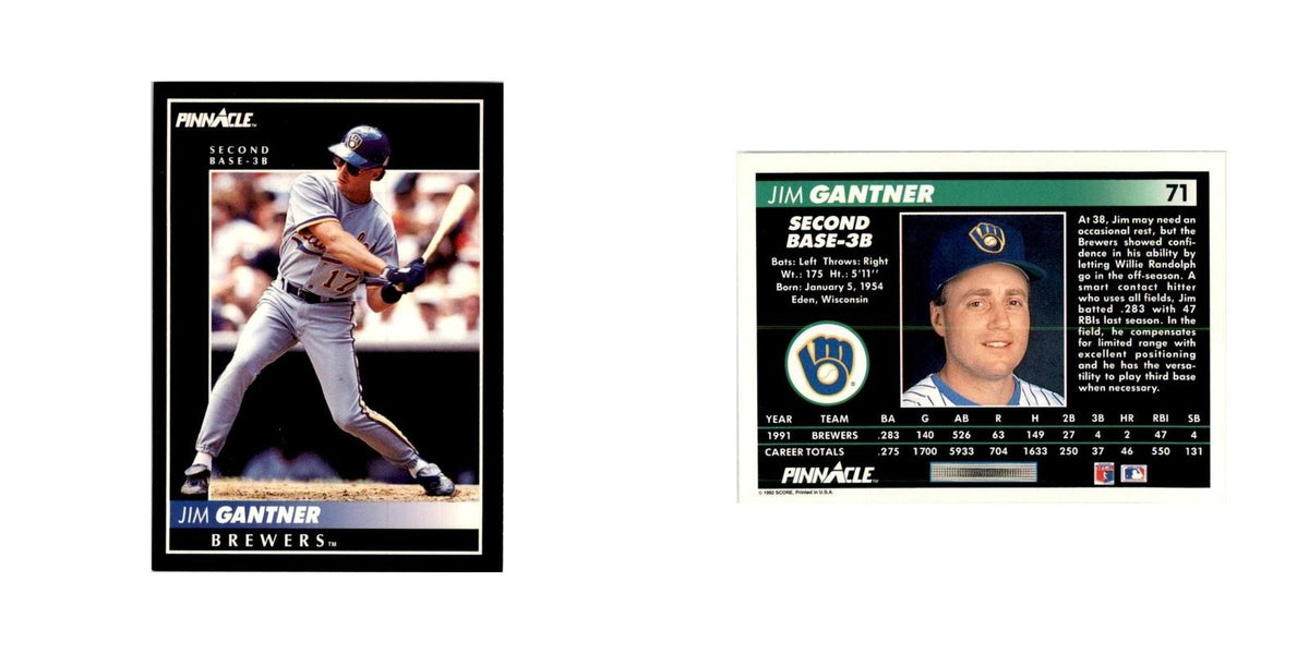 1992 Pinnacle Jim Gantner Baseball Cards #71
