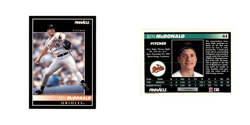 1992 Pinnacle Ben McDonald Baseball Cards #44