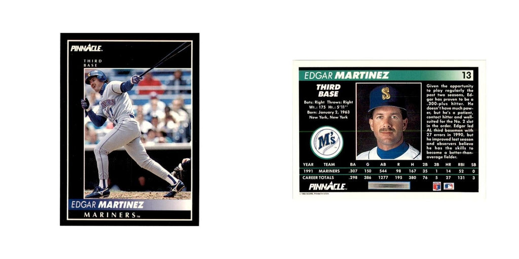 1992 Pinnacle Edgar Martinez Baseball Cards #13