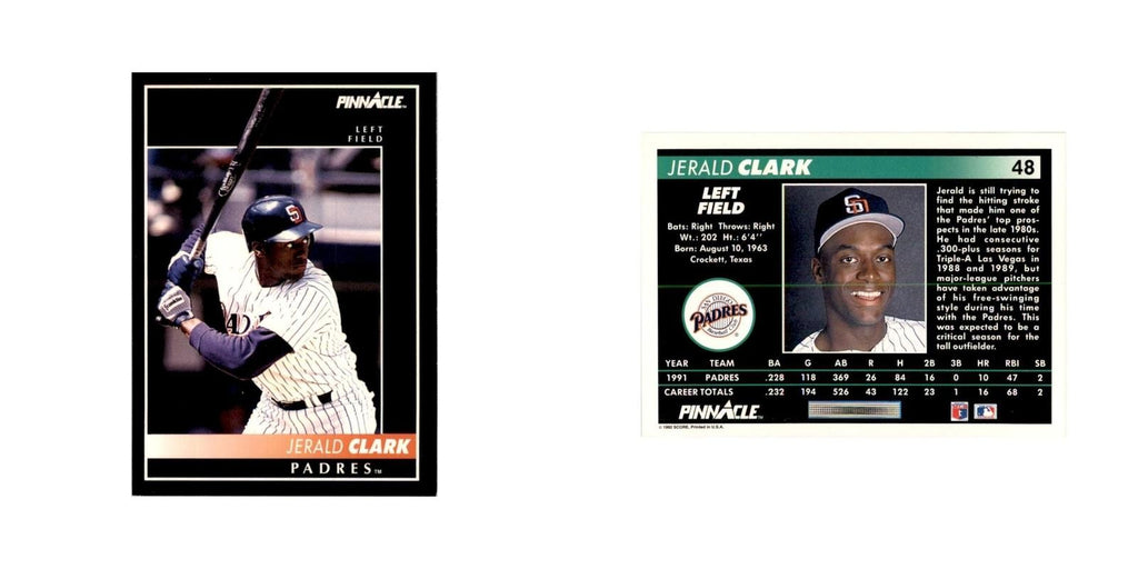 1992 Pinnacle Jerald Clark Baseball Cards #48