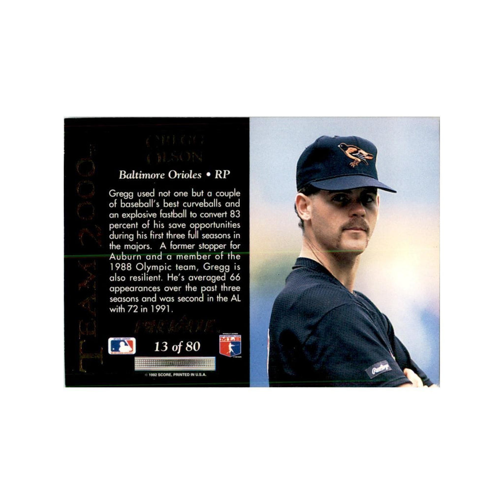 1992 Pinnacle Gregg Olson Baseball Cards #13
