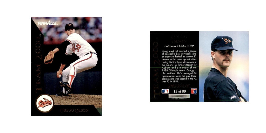 1992 Pinnacle Gregg Olson Baseball Cards #13