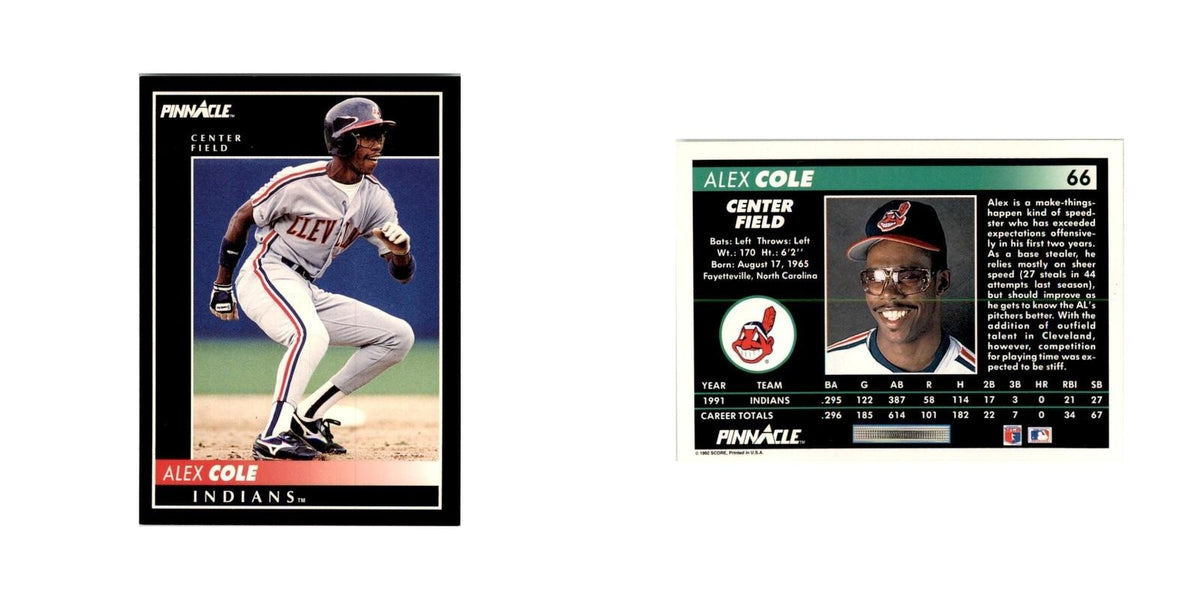 1992 Pinnacle Alex Cole Baseball Cards #66