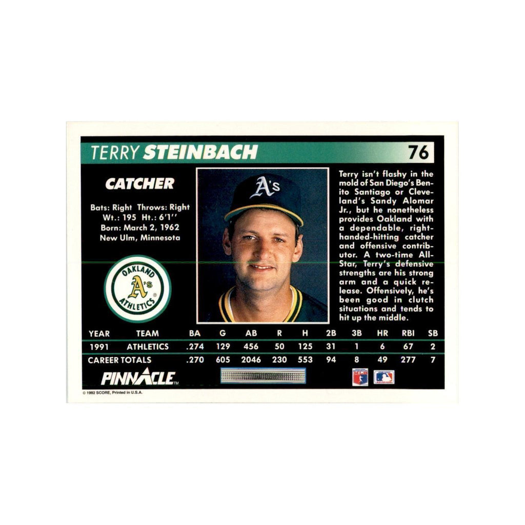 1992 Pinnacle Terry Steinbach Baseball Cards #76