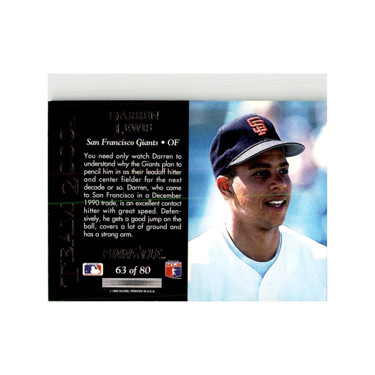 1992 Pinnacle Darren Lewis Baseball Cards #63