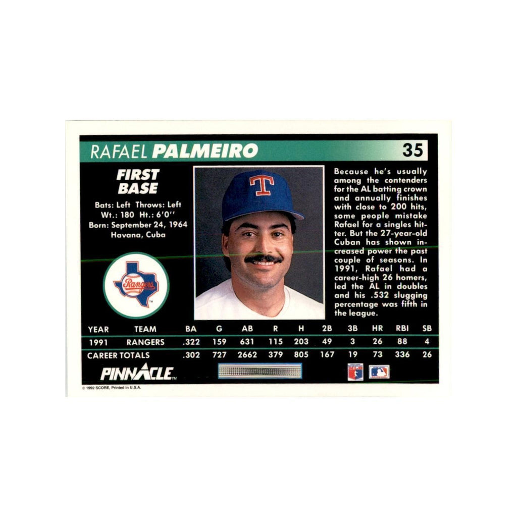 1992 Pinnacle Rafael Palmeiro Baseball Cards #35