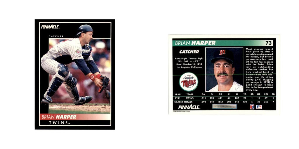 1992 Pinnacle Brian Harper Baseball Cards #73