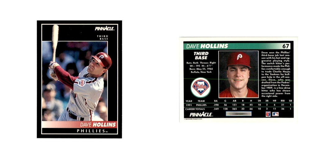 1992 Pinnacle Dave Hollins Baseball Cards #67