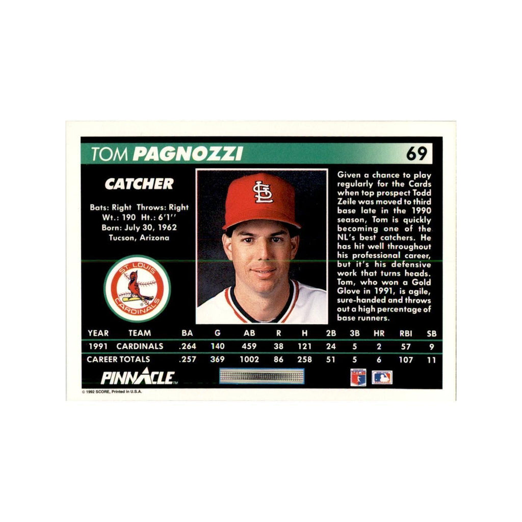 1992 Pinnacle Tom Pagnozzi Baseball Cards #69