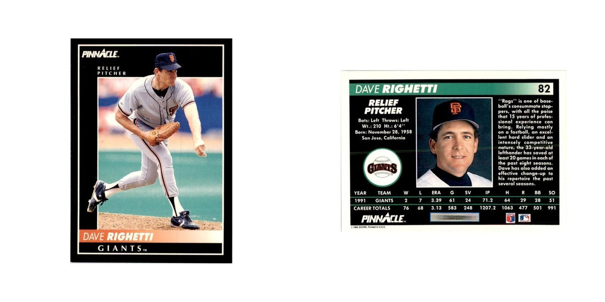 1992 Pinnacle Dave Righetti Baseball Cards #82