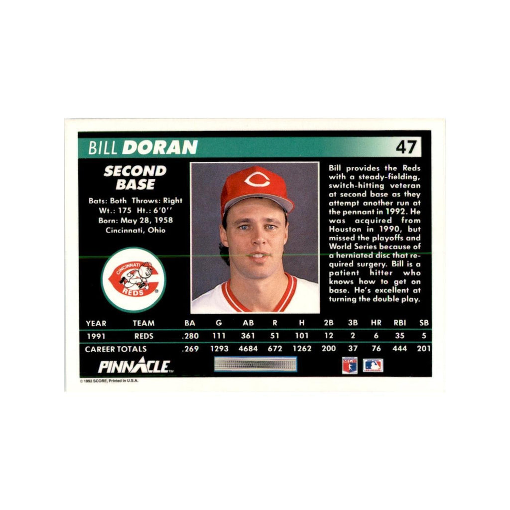 1992 Pinnacle Bill Doran Baseball Cards #47