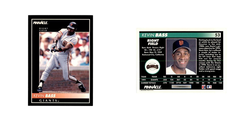 1992 Pinnacle Kevin Bass Baseball Cards #53