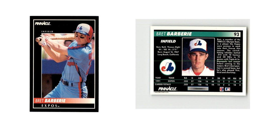 1992 Pinnacle Bret Barberie Baseball Cards #93