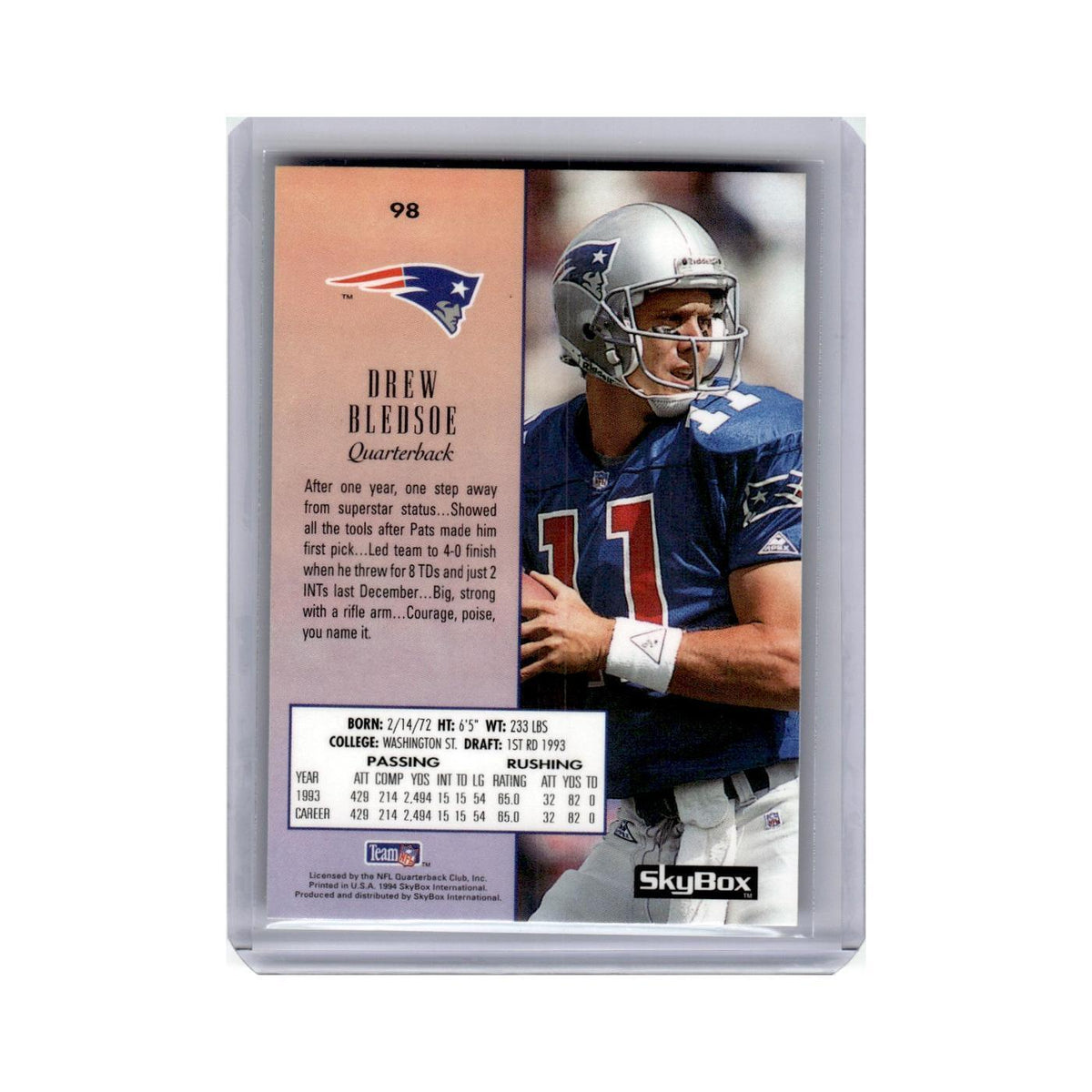Drew Bledsoe 1994 SkyBox #98 New England Patriots Football Card NM