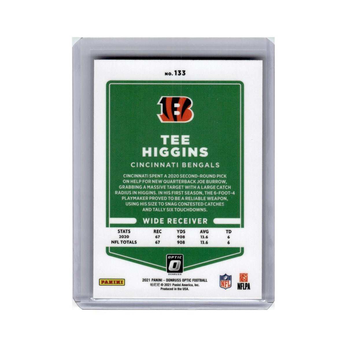 Tee Higgins 2021 Donruss Optic #133 Cincinnati Bengals Football Card NM