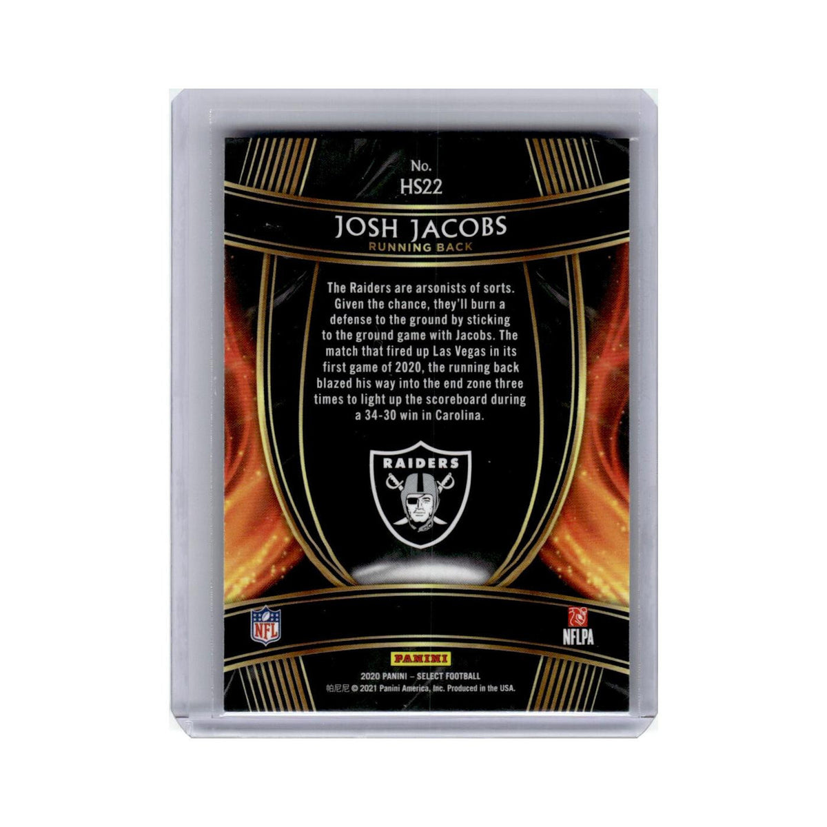 Josh Jacobs 2020 Panini Select Hot Stars #HS22 Las Vegas Raiders NM