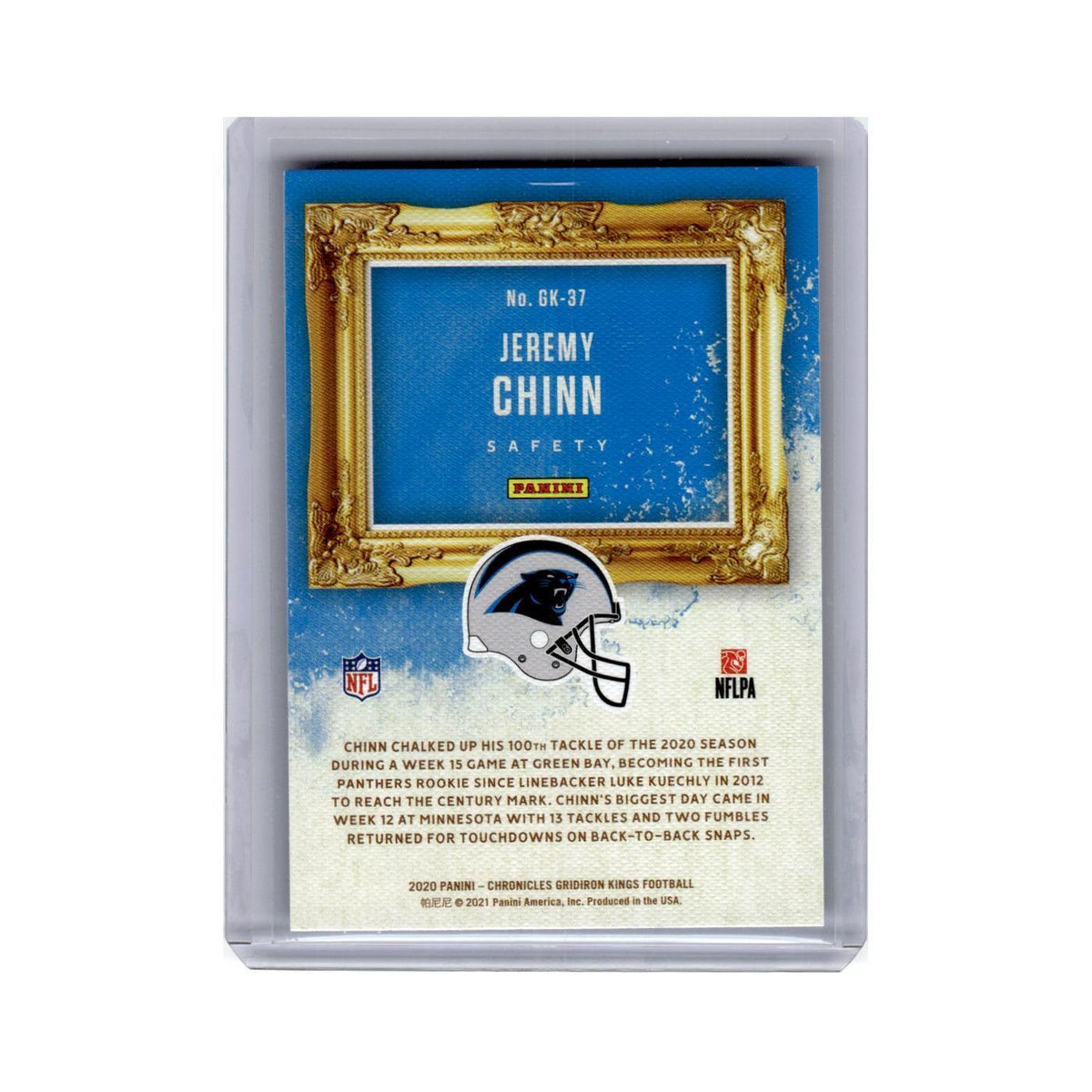 Jeremy Chinn Rookie 2020 Panini Chronicles Gridiron Kings #GK-37 Panthers NM