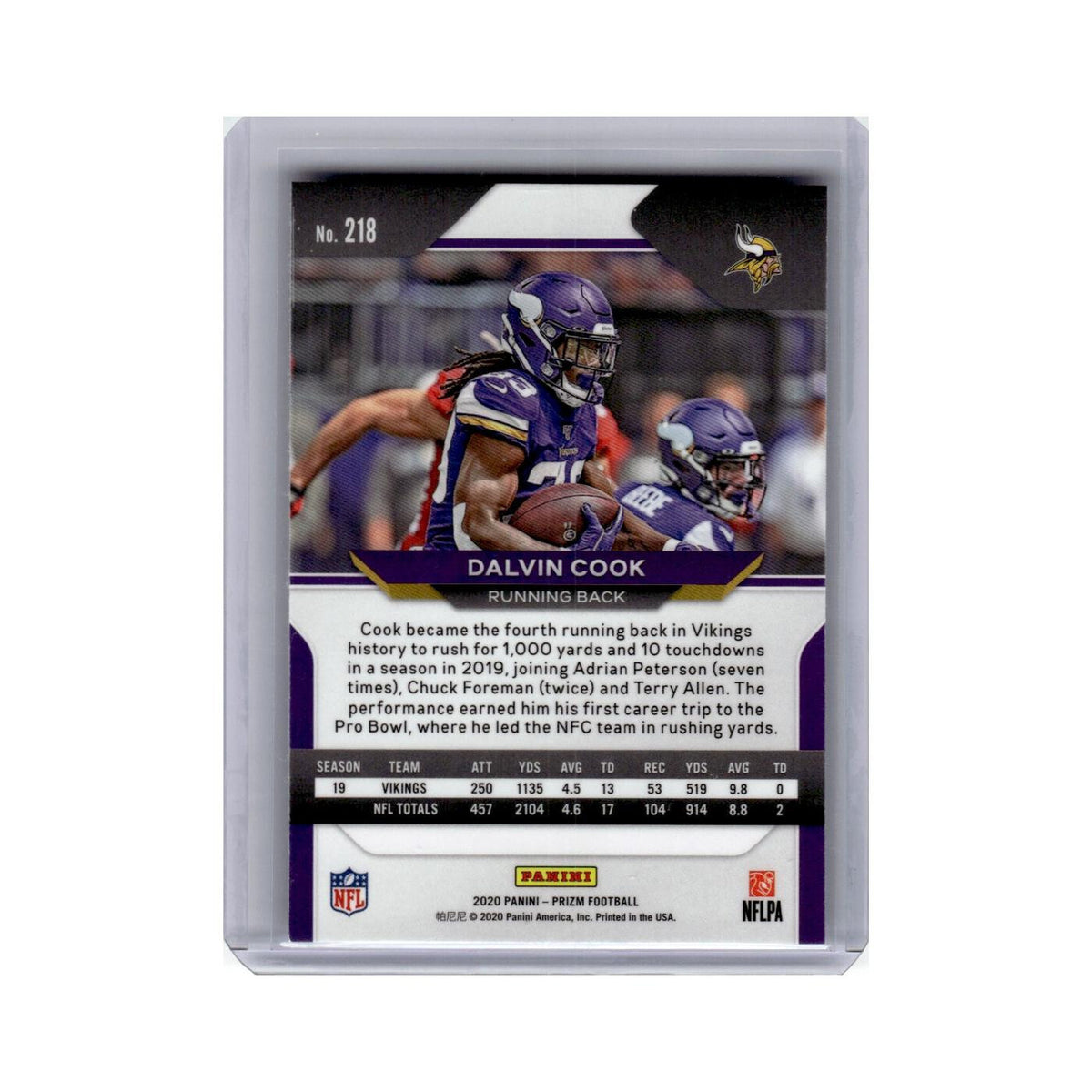Dalvin Cook 2020 Panini Prizm #218 Minnesota Vikings Football Card NM