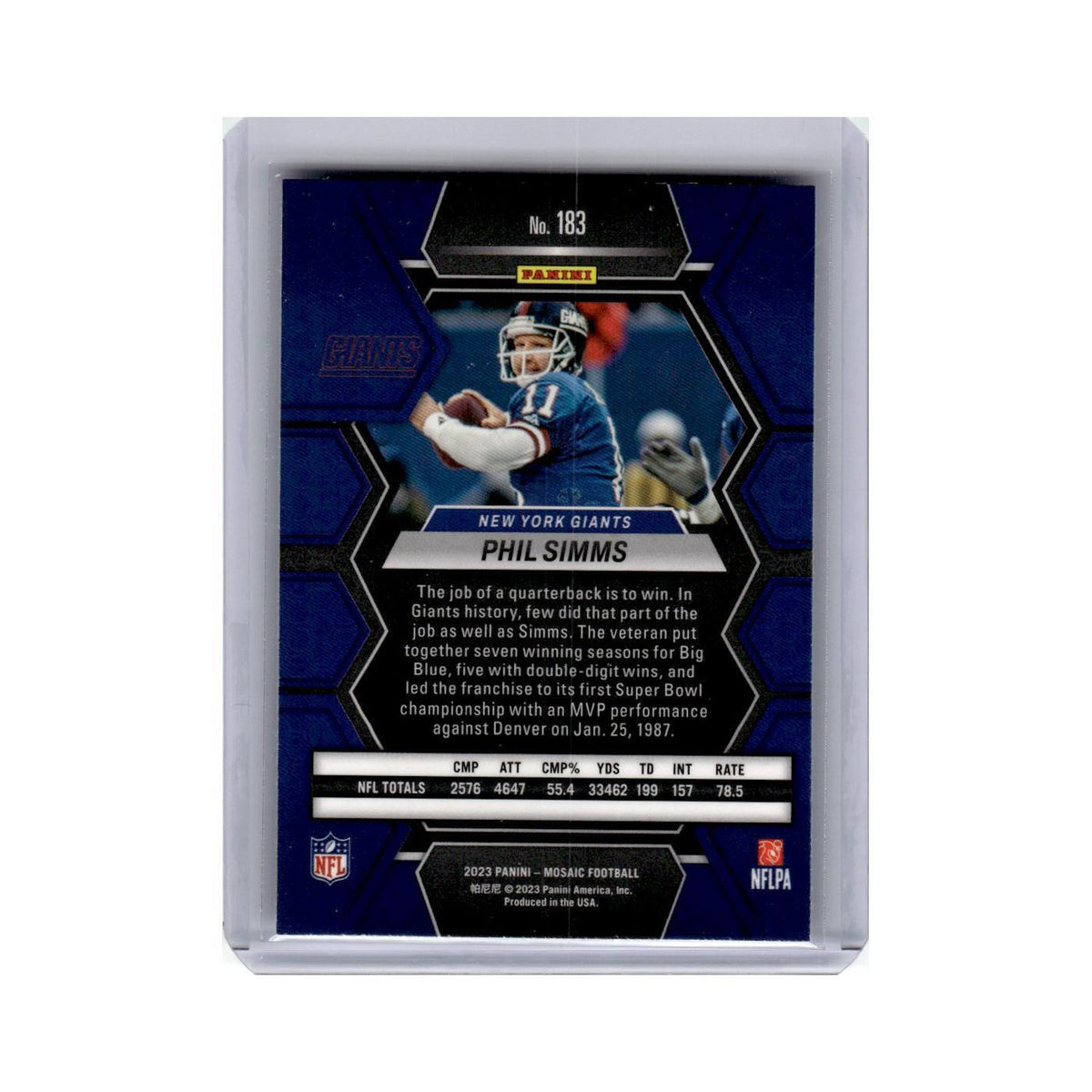 Phil Simms 2023 Panini Mosaic #183 New York Giants Football Card NM