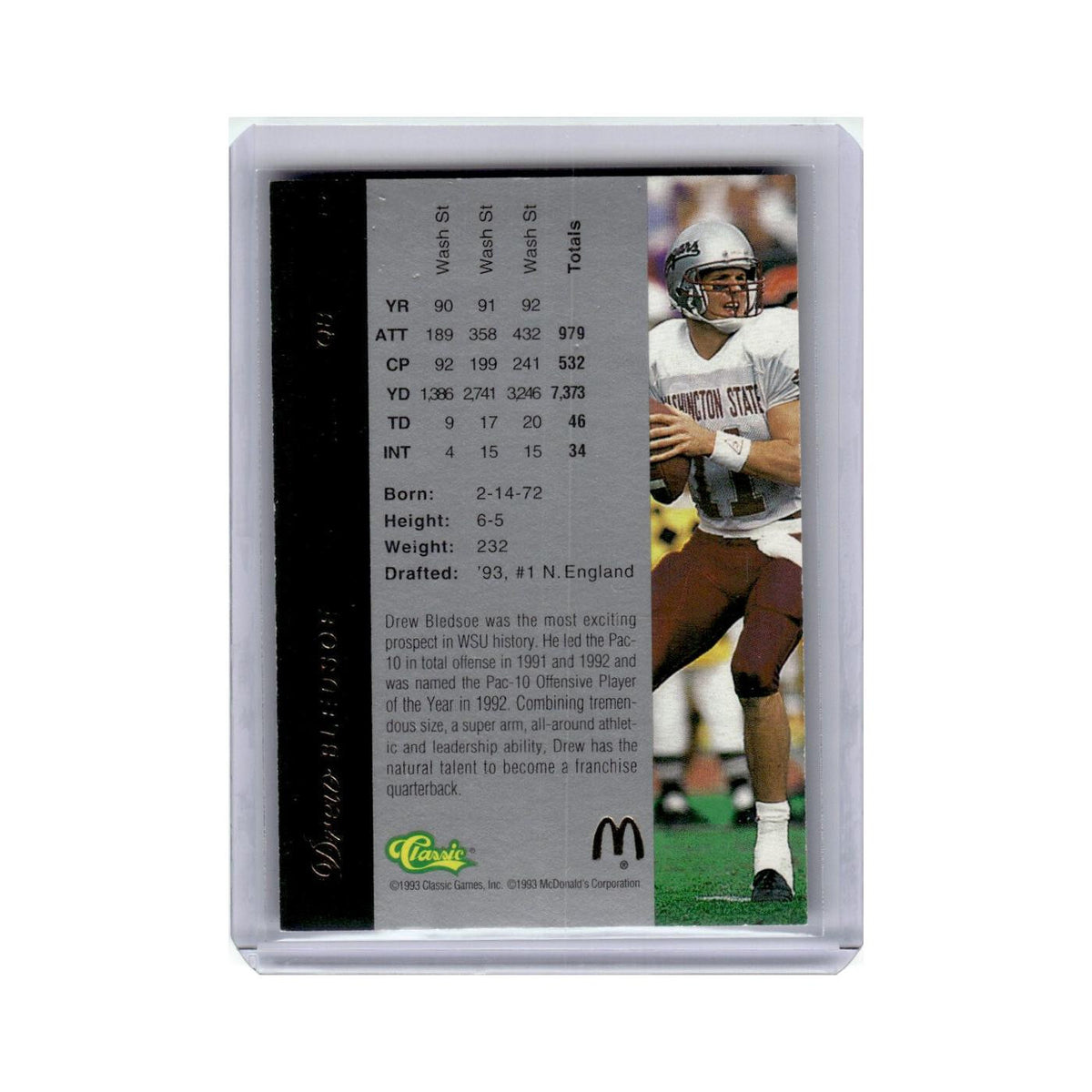 Drew Bledsoe 1993 Classic McDonald's #2 Washington State Football Card NM