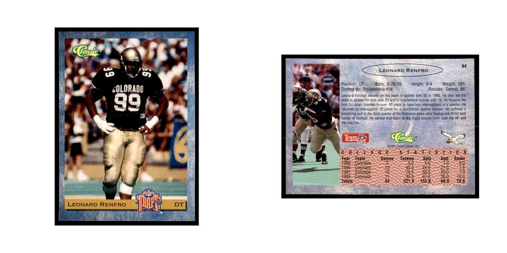 1993 Classic Draft Leonard Renfro Football Cards #64