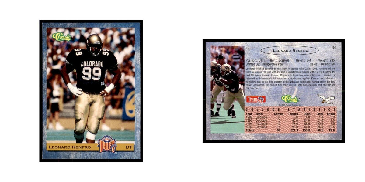 1993 Classic Draft Leonard Renfro Football Cards #64