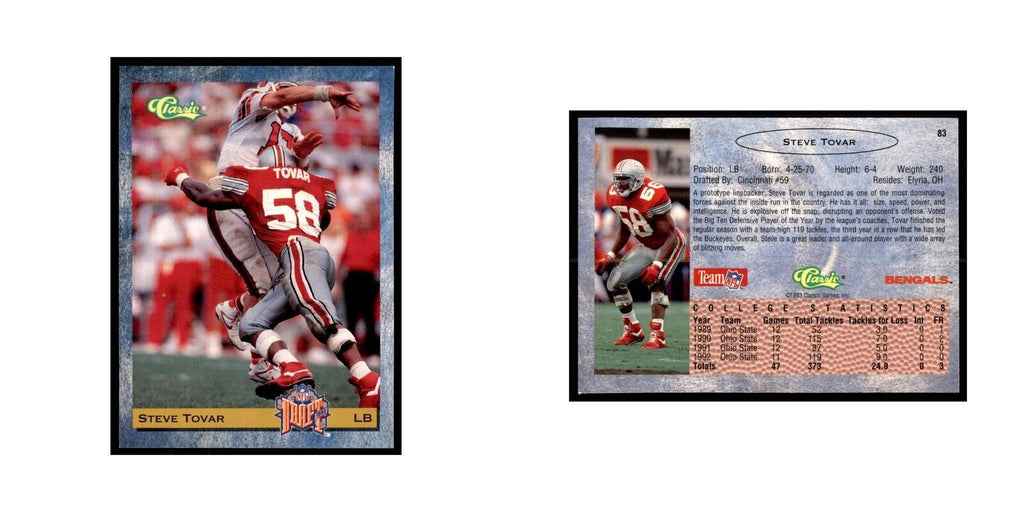 1993 Classic Draft Steve Tovar Football Cards #83