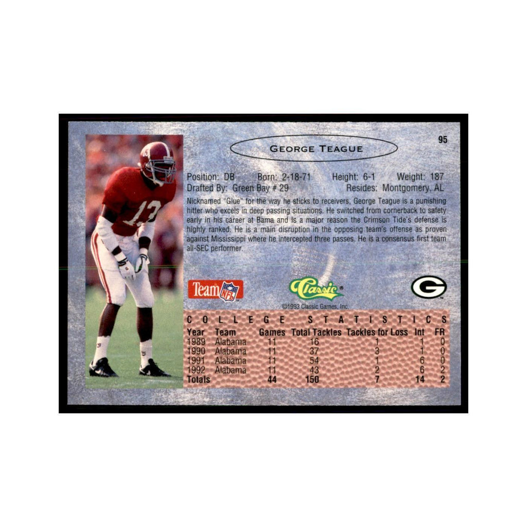 1993 Classic Draft George Teague Football Cards #95